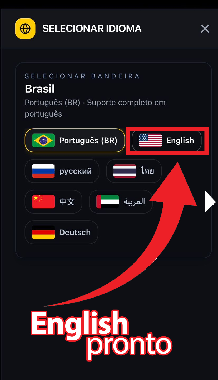 Passo 6: Selecione English